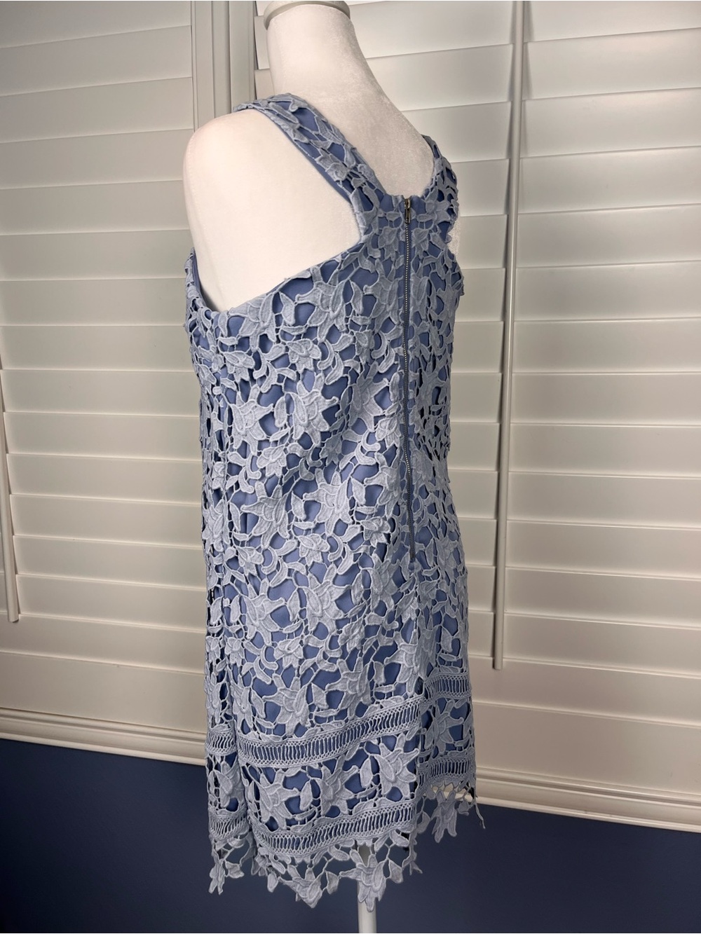 GB Sky Blue Lace Midi Summer Dress Garden Party Size Small - Picture 5 of 6